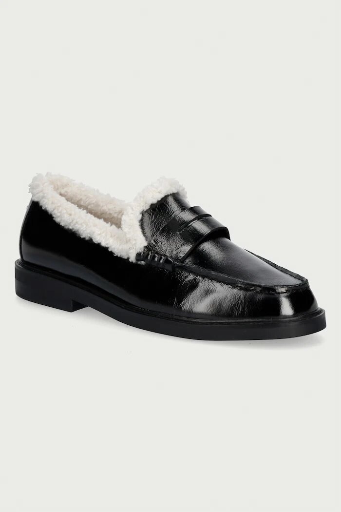 Steve Madden мокасини дамски от кожа Adison-F черни 11005897