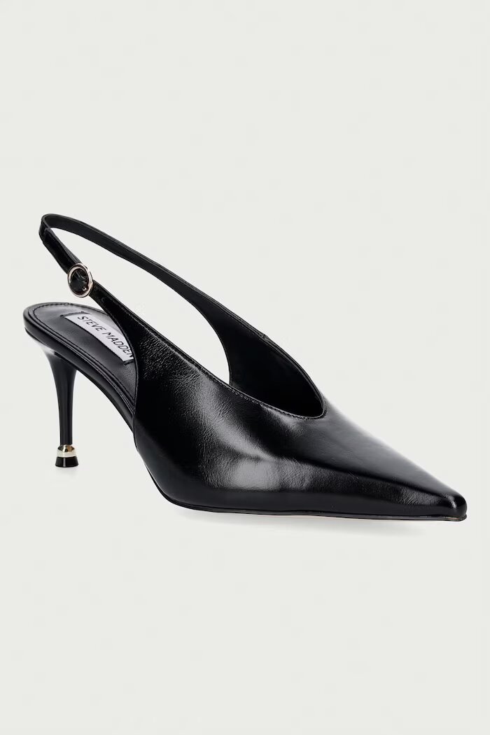 Steve Madden обувки с ток от кожа Archway черни 11005669