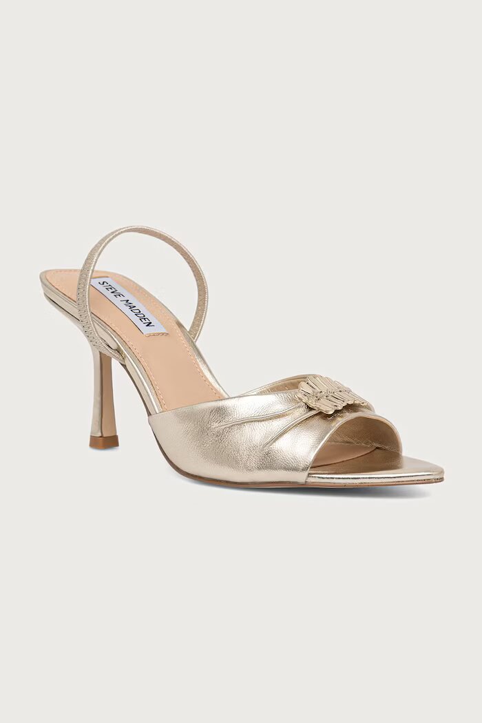 Steve Madden обувки с ток от кожа Kandy златни 11005707