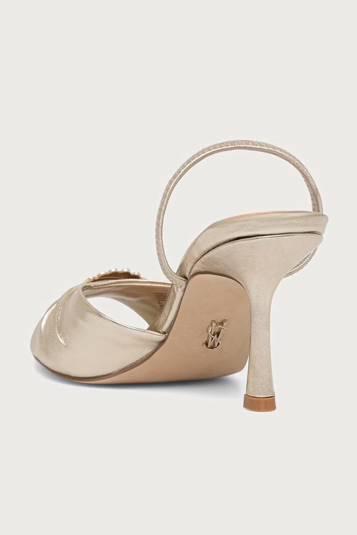 Steve Madden обувки с ток от кожа Kandy златни 11005707