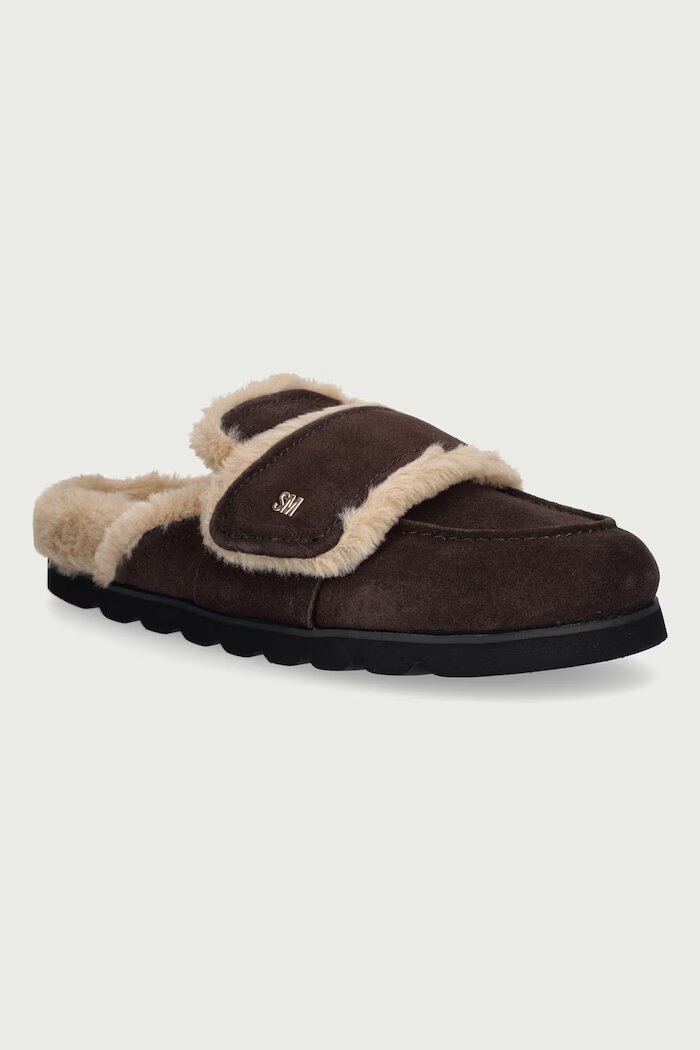 Steve Madden пантофи дамски от велур Bomb-SM кафяви 11005767