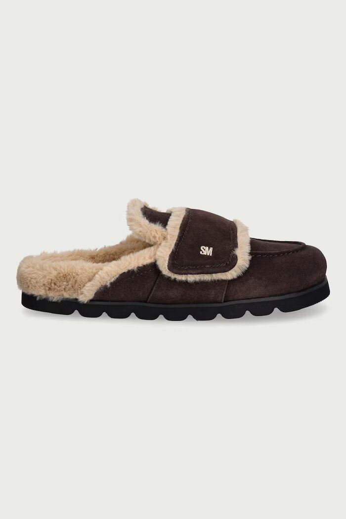 Steve Madden пантофи дамски от велур Bomb-SM кафяви 11005767