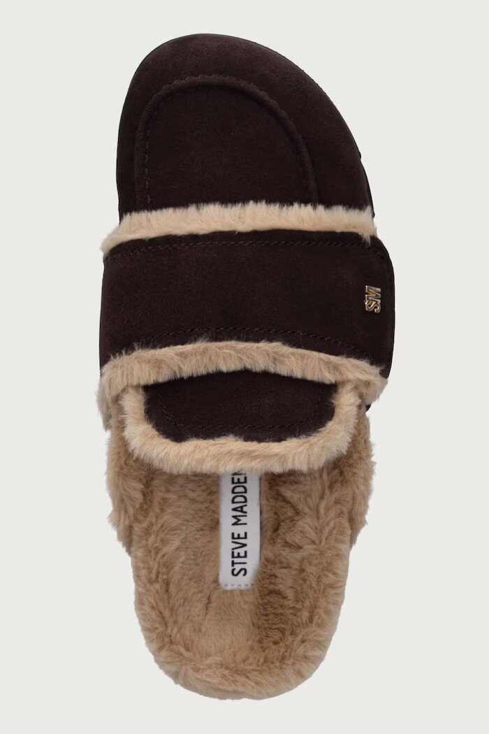 Steve Madden пантофи дамски от велур Bomb-SM кафяви 11005767