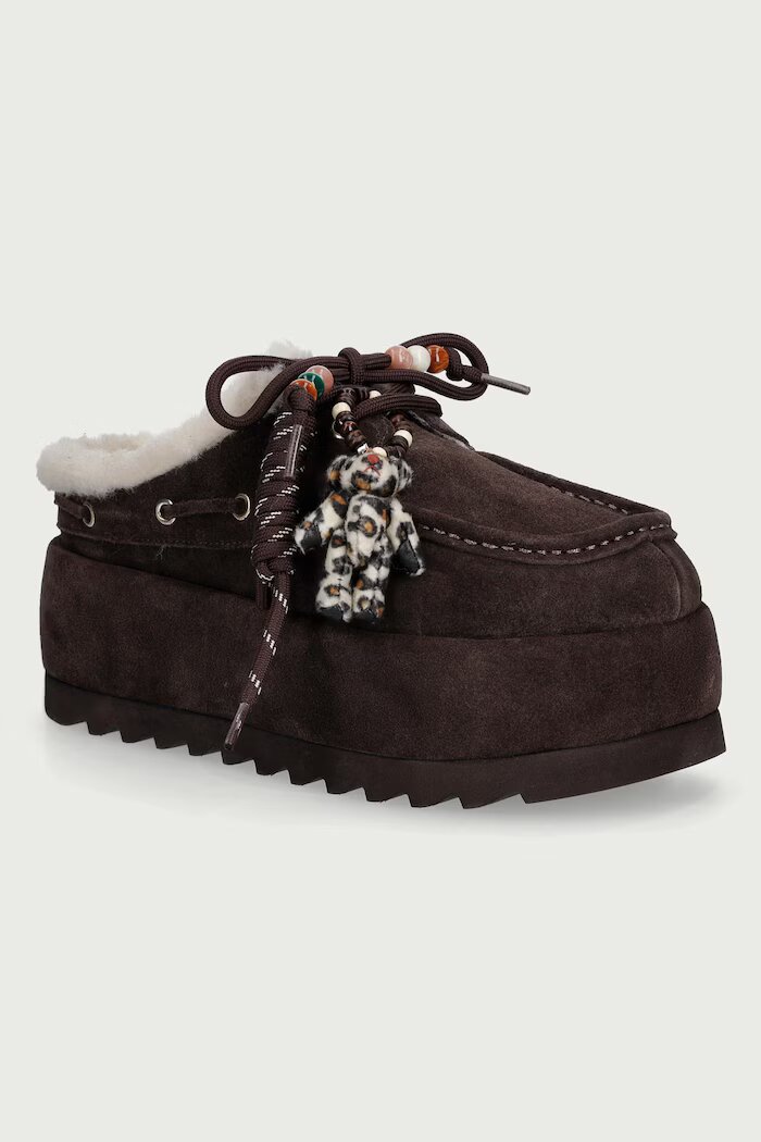 Steve Madden пантофи дамски от велур Cuddly кафяви 11005708