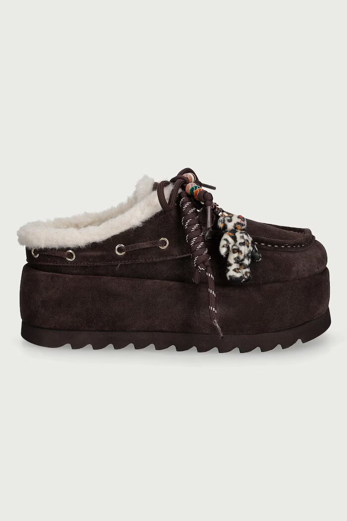 Steve Madden пантофи дамски от велур Cuddly кафяви 11005708