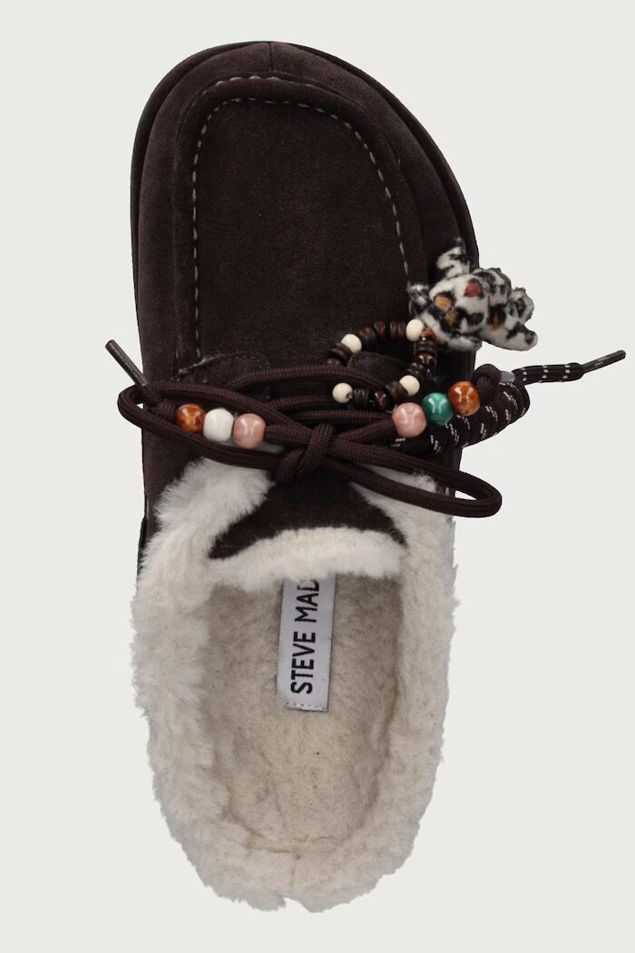 Steve Madden пантофи дамски от велур Cuddly кафяви 11005708