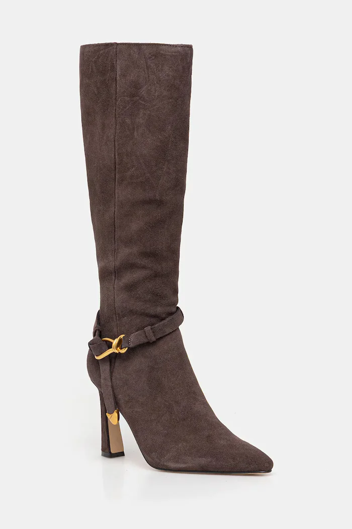 Steve Madden Велурени ботуши Sirrens в кафяво с тънък ток 11004776