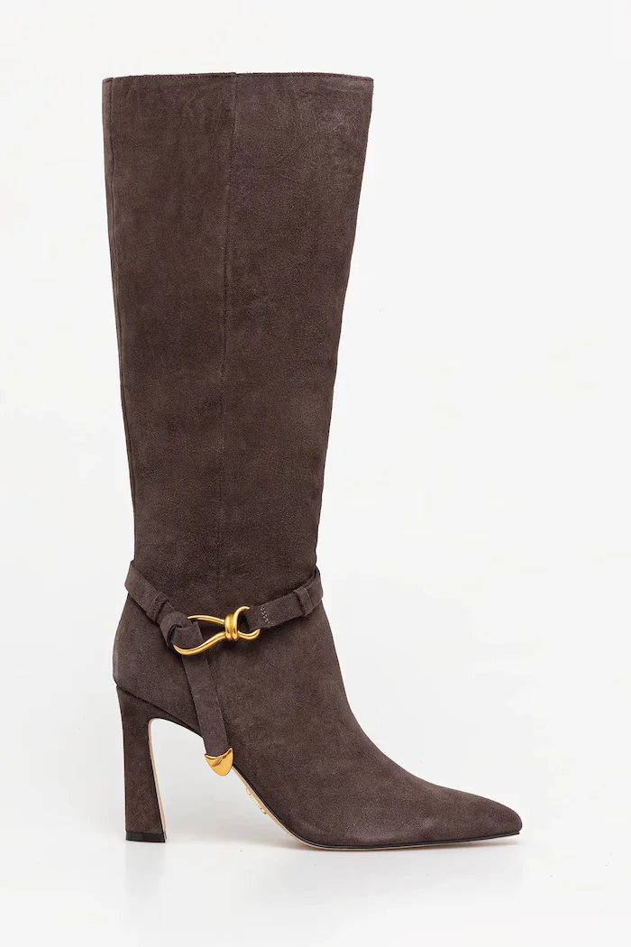 Steve Madden Велурени ботуши Sirrens в кафяво с тънък ток 11004776