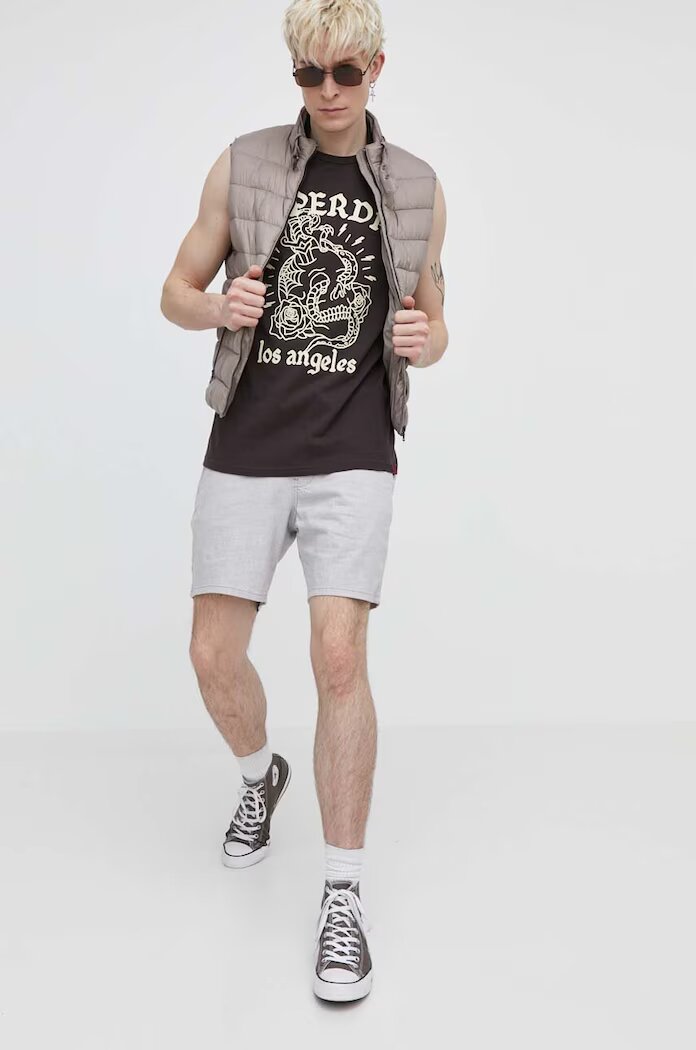 Superdry Елек мъжки в бежово зимен модел