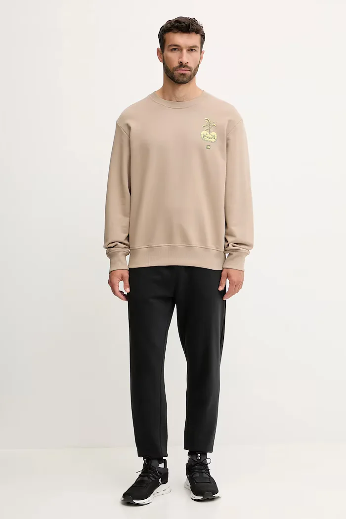The North Face Памучен суичър Connect Relaxed мъжки в кафяво с принт NF0A8E3ZBOX1