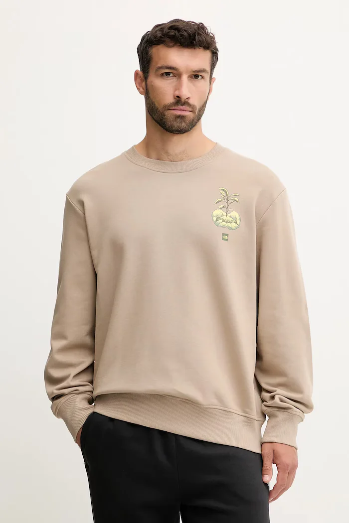 The North Face Памучен суичър Connect Relaxed мъжки в кафяво с принт NF0A8E3ZBOX1