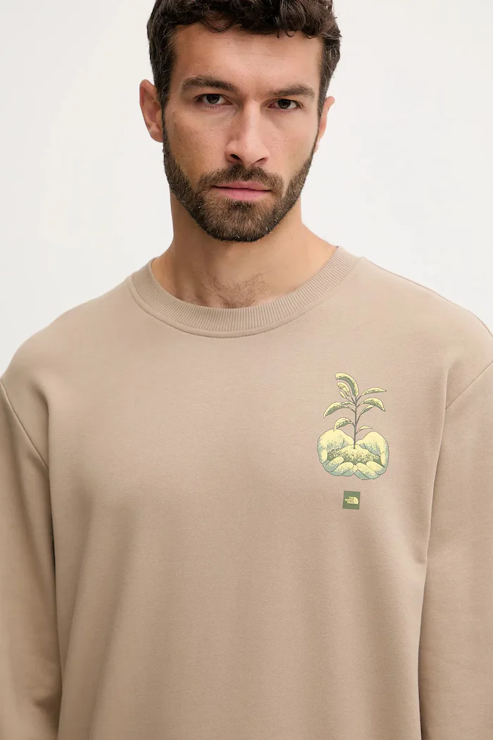 The North Face Памучен суичър Connect Relaxed мъжки в кафяво с принт NF0A8E3ZBOX1