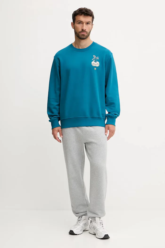 The North Face Памучен суичър Connect Relaxed мъжки в тюркоазено с принт NF0A8E3ZBSI1