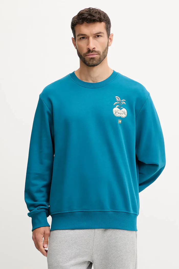 The North Face Памучен суичър Connect Relaxed мъжки в тюркоазено с принт NF0A8E3ZBSI1