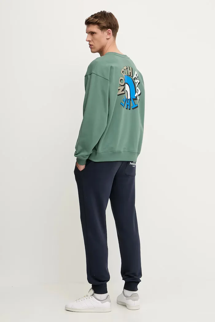 The North Face Памучен суичър Nuptse Oversized мъжки в зелено с изчистен дизайн NF0A8C3UHCH1