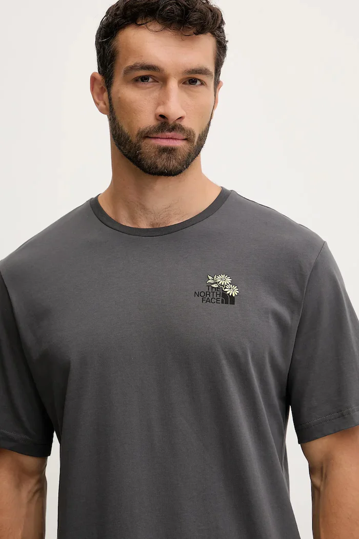 The North Face Памучна тениска Flower Dome в сиво с принт NF0A8EGXRHI1