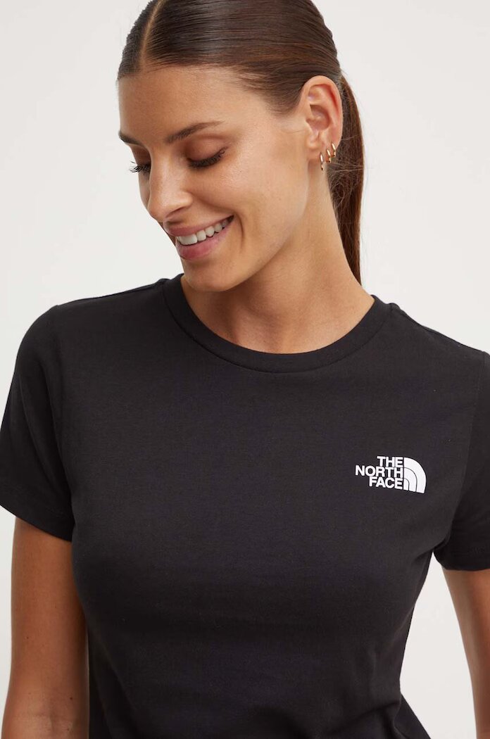 The North Face Памучна тениска W S/S Redbox Slim Tee в черно NF0A87NMJK31