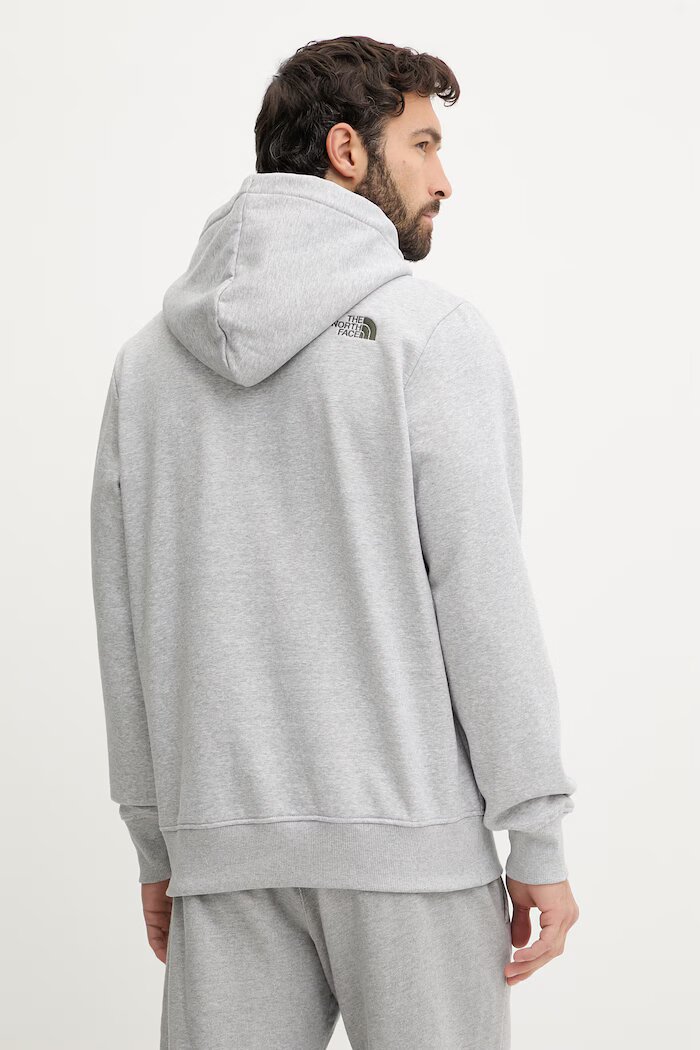 The North Face Суичър Drew Peak мъжки в сиво с качулка с меланжов десен NF0A89EM6RS1