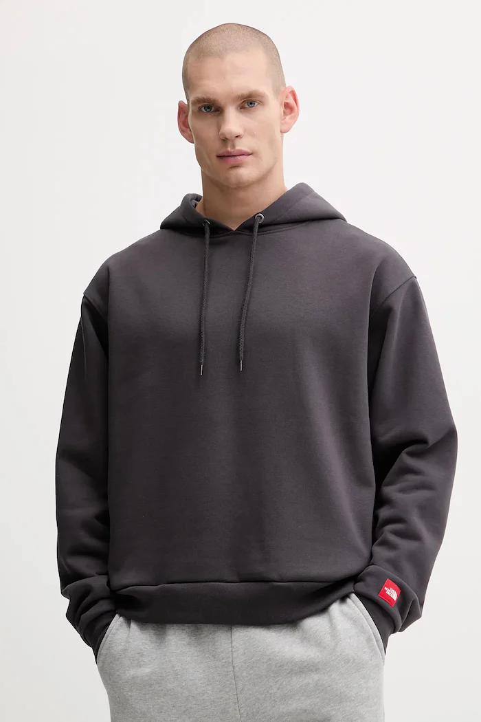 The North Face Суичър Redbox мъжки в сиво с качулка с изчистен дизайн NF0A8EFZ0SA1