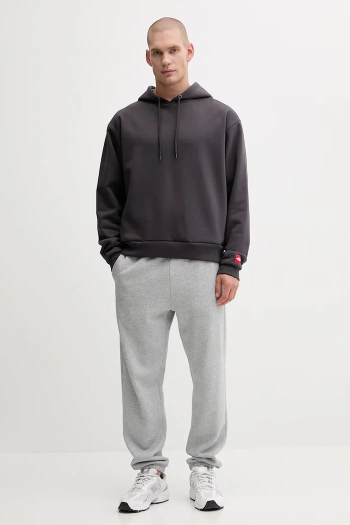 The North Face Суичър Redbox мъжки в сиво с качулка с изчистен дизайн NF0A8EFZ0SA1