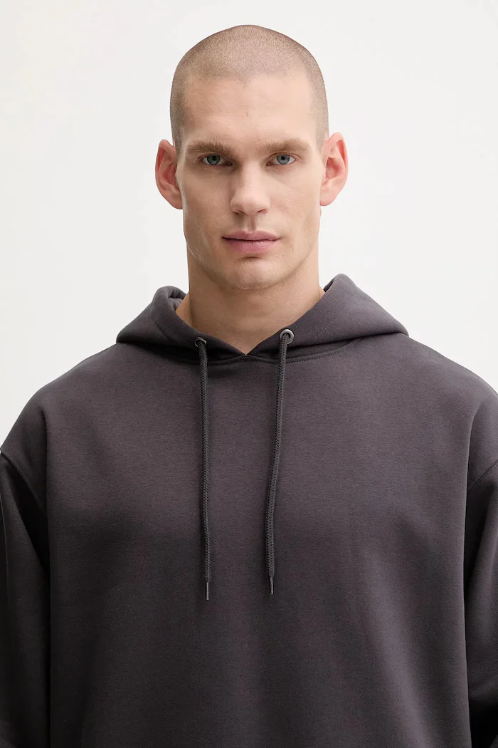 The North Face Суичър Redbox мъжки в сиво с качулка с изчистен дизайн NF0A8EFZ0SA1