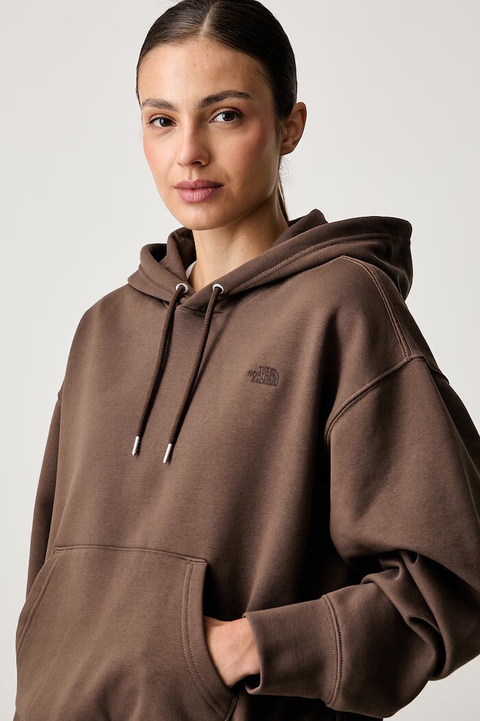 The North Face суичър с качулка дамски с памук Essential кафяв NF0A8HBX1OI1