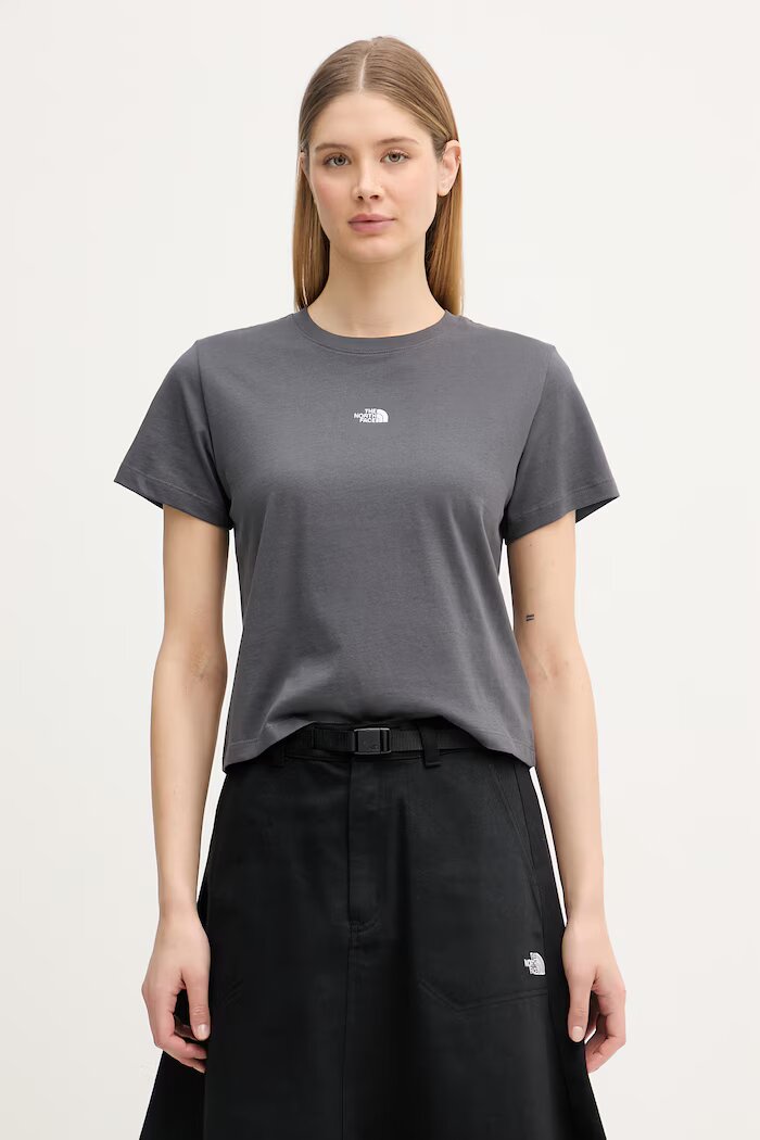 The North Face тениска basic дамска от памук Essential сива NF0A8GR1RHI1