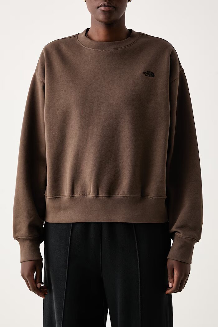The North Face уголемен суичър дамски с памук Essential кафяв NF0A8HBY1OI1