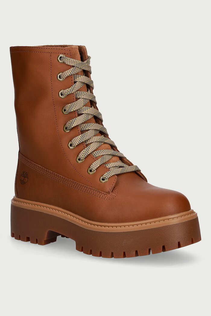 Timberland боти дамски от кожа Stone Street кафяви TB0A5SAHEM61