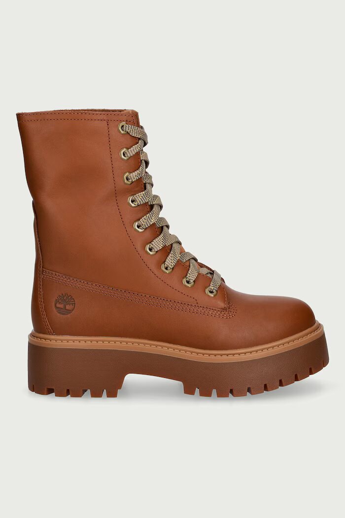Timberland боти дамски от кожа Stone Street кафяви TB0A5SAHEM61