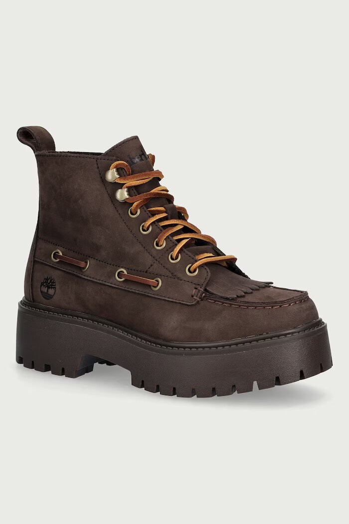 Timberland боти с платформа дамски от набук Stone Street кафяви TB0A27YZW071