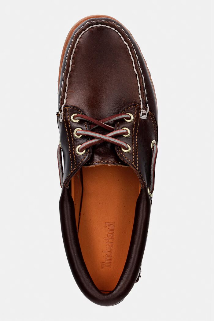 Timberland мокасини дамски от кожа кафяви TB0513042141