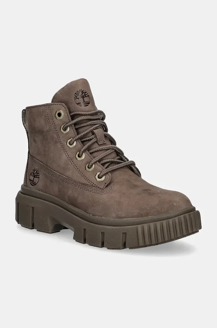 Timberland Велурени кубинки Greyfield в кафяво с платформа TB0A2FT6EM51