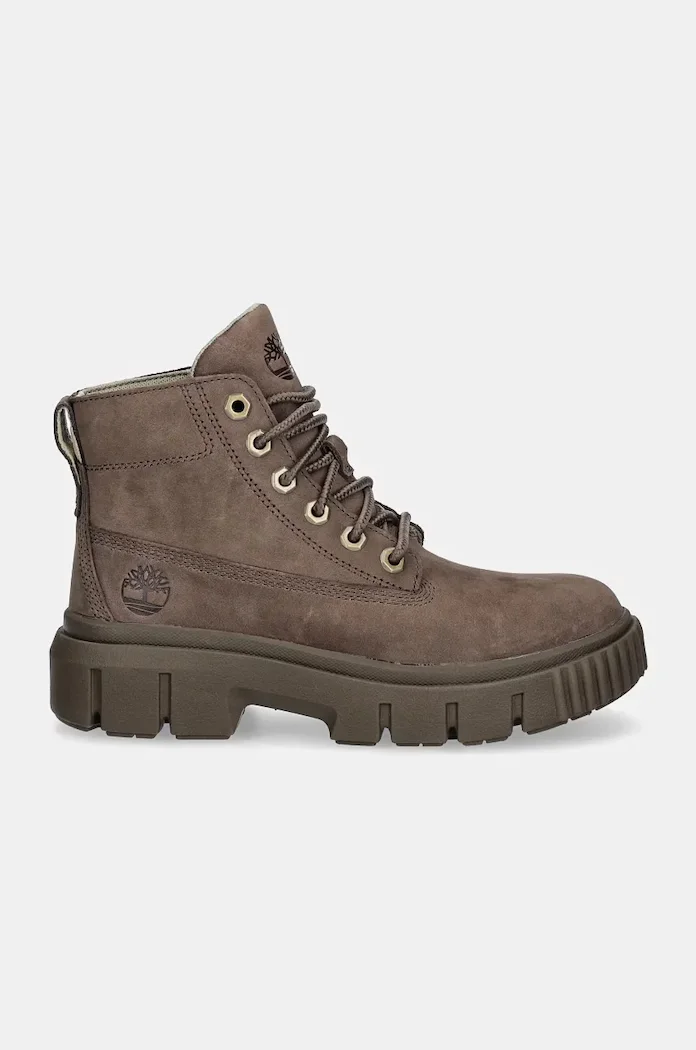 Timberland Велурени кубинки Greyfield в кафяво с платформа TB0A2FT6EM51