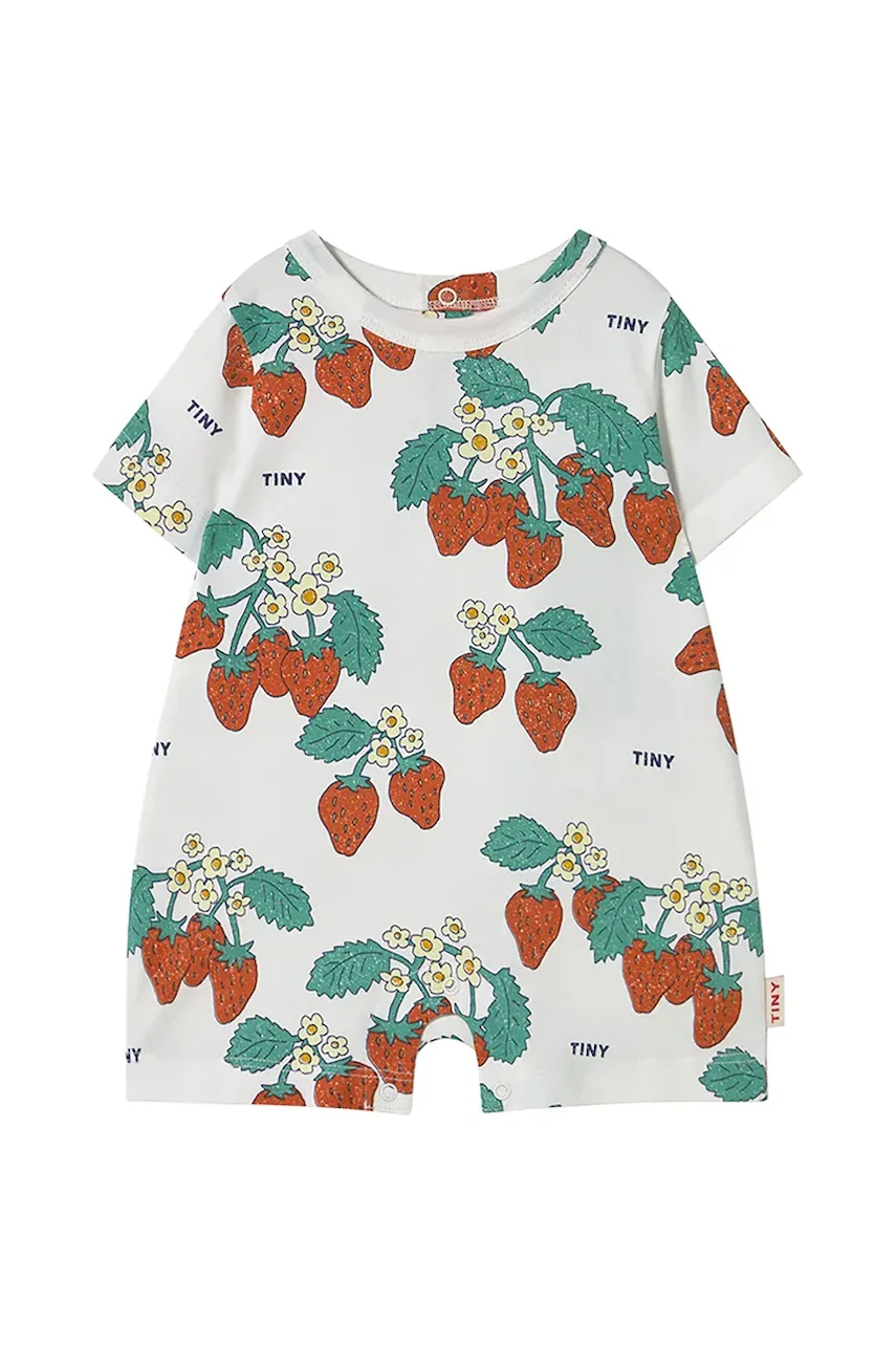 Tinycottons Бебешки памучен къс гащеризон STRAWBERRIES ONE-PIECE
