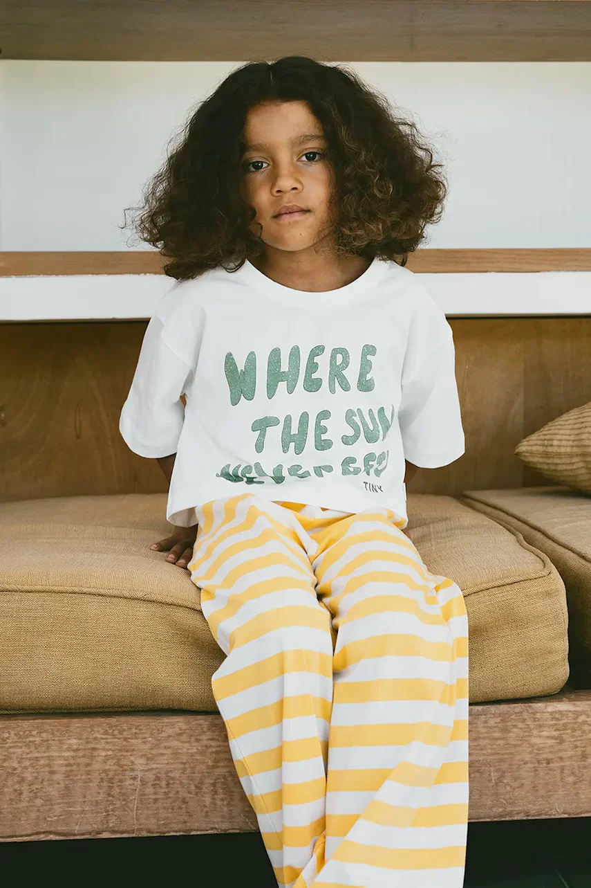 Tinycottons Детска памучна тениска THE SUN GRAPHIC CROP TEE