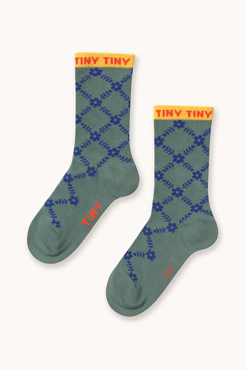 Tinycottons Детски чорапи FLOWER GRID MEDIUM SOCKS