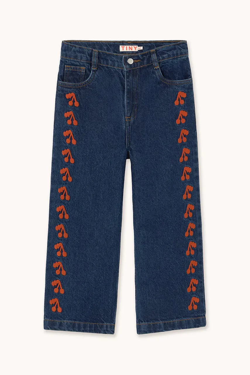 Tinycottons Детски дънки CHERRIES EMBROIDERED JEANS