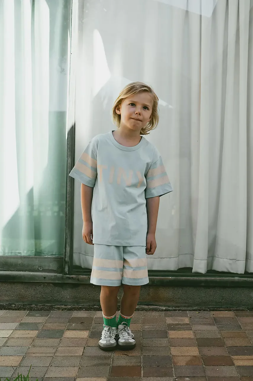 Tinycottons Детски памучен къс панталон STRIPES LOGO SHORT