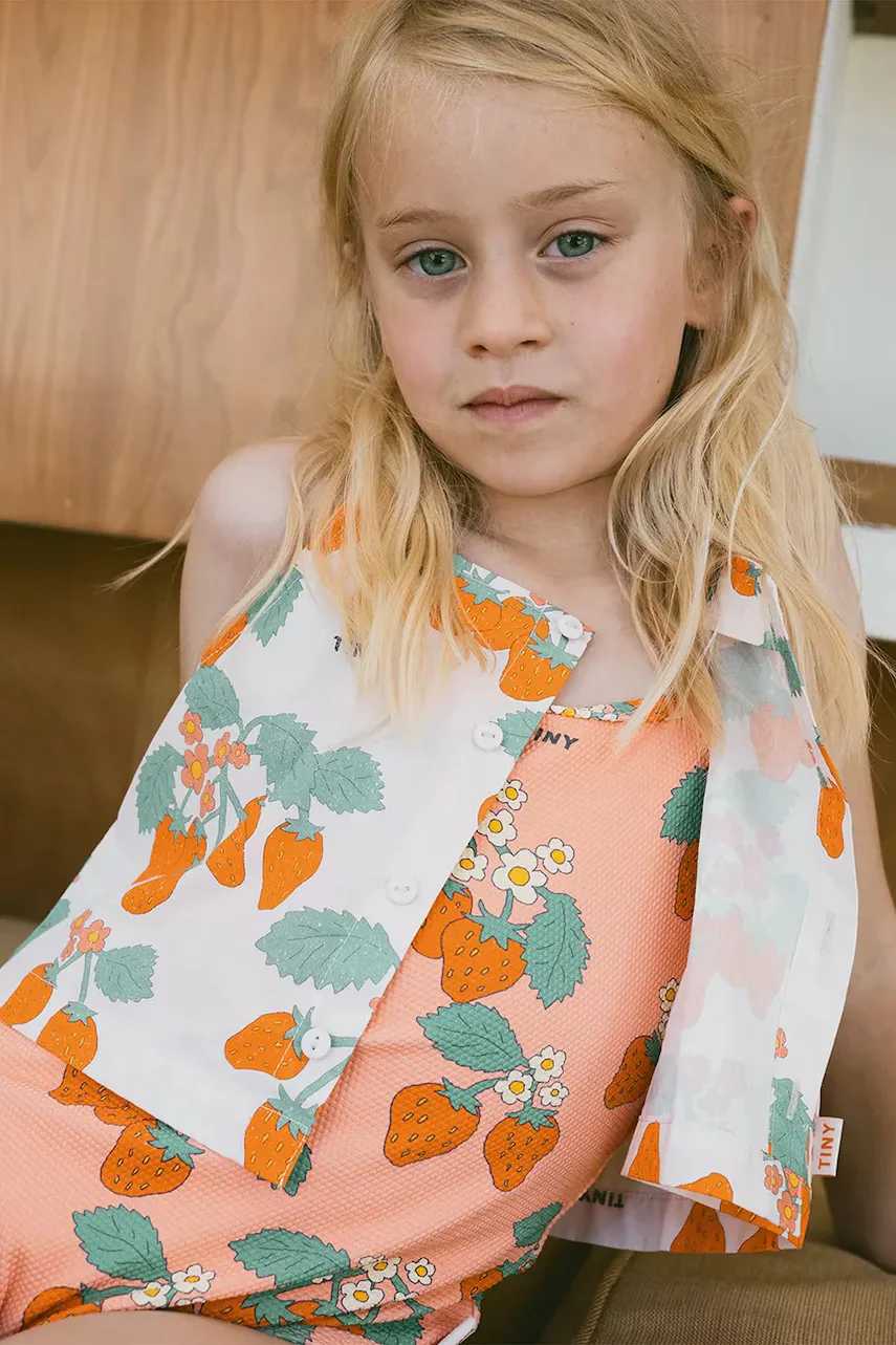 Tinycottons Детски памучен топ STRAWBERRIES WOVEN CROP TOP