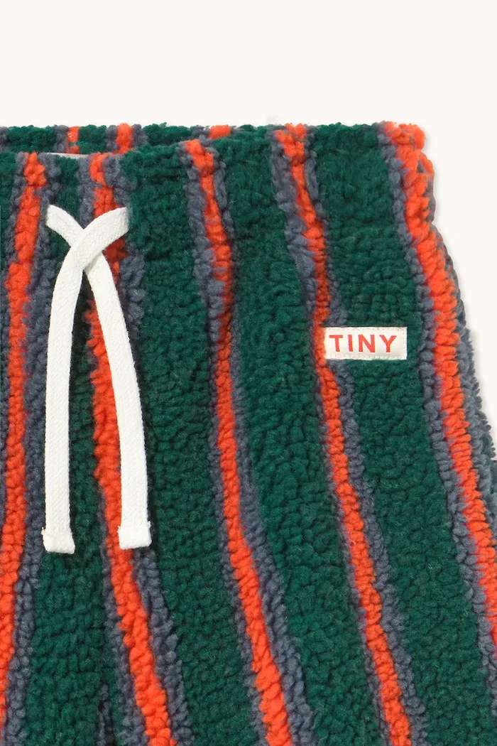 Tinycottons спортен панталон за деца от полар MULTICOLOR STRIPES SHERPA SWEATPANT зелен със стандартна талия AW26-245