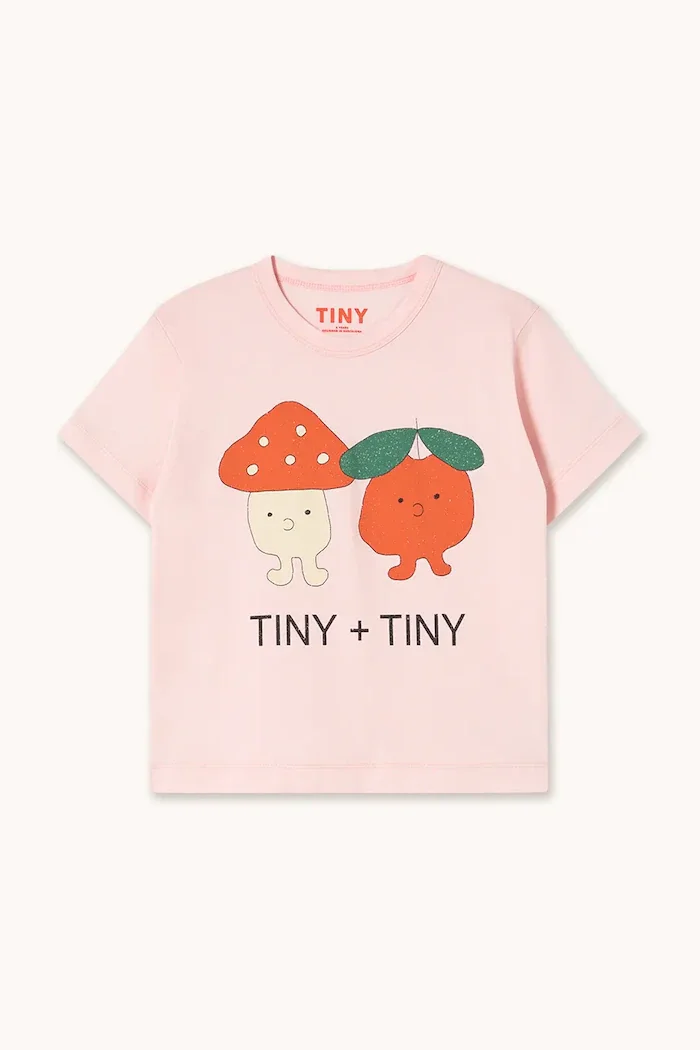 Tinycottons тениска за деца от памук TINY & TINY GRAPHIC TEE розова AW26-414