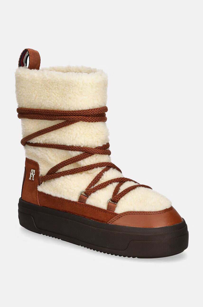 Tommy Hilfiger Апрески LACE-UP FAUX SHEARLING SNOWBOOT