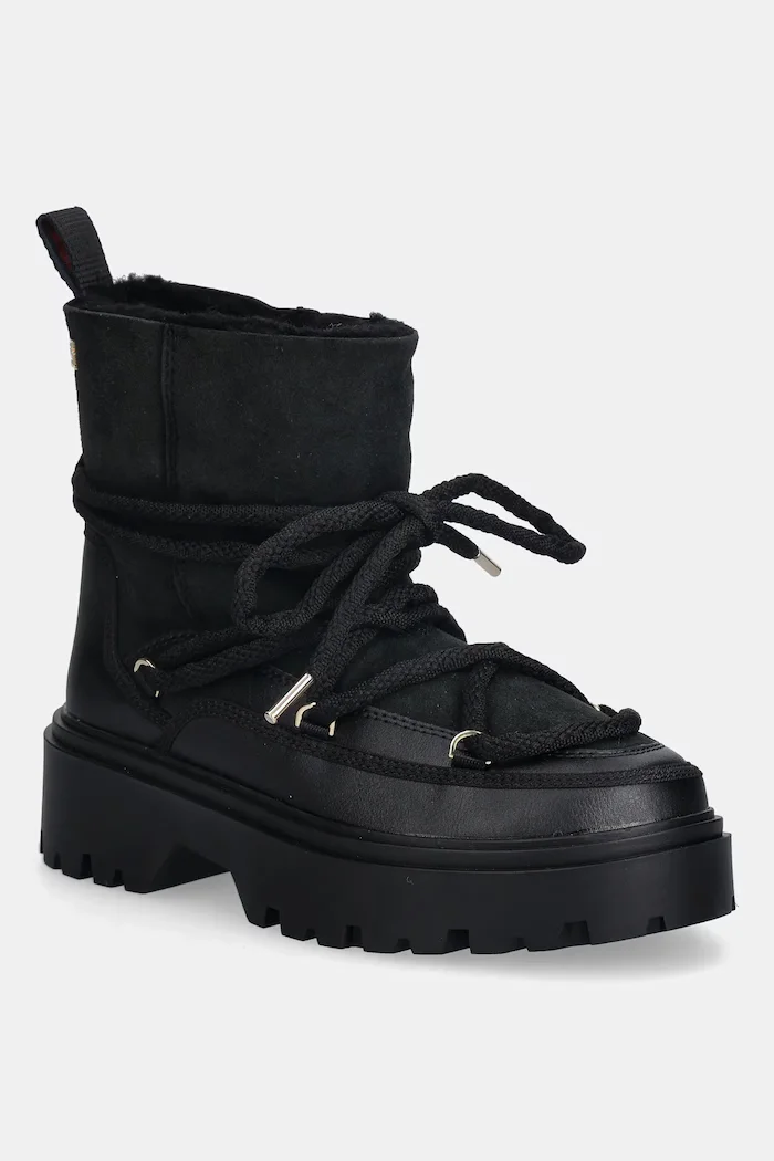 Tommy Hilfiger Апрески REAL SHEARLING LACEUP в черно FW0FW08996