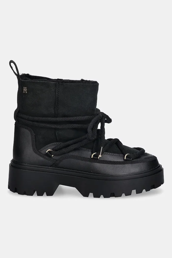Tommy Hilfiger Апрески REAL SHEARLING LACEUP в черно FW0FW08996