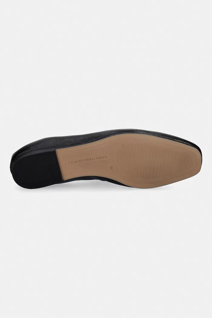 Tommy Hilfiger балеринки от кожа SOFT LEATHER ELLASTIC BALLERINA черни FW0FW09245