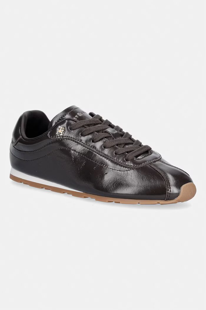 Tommy Hilfiger BELLA SNEAKER LEATHER маратонки дамски от кожа кафяви FW0FW09495