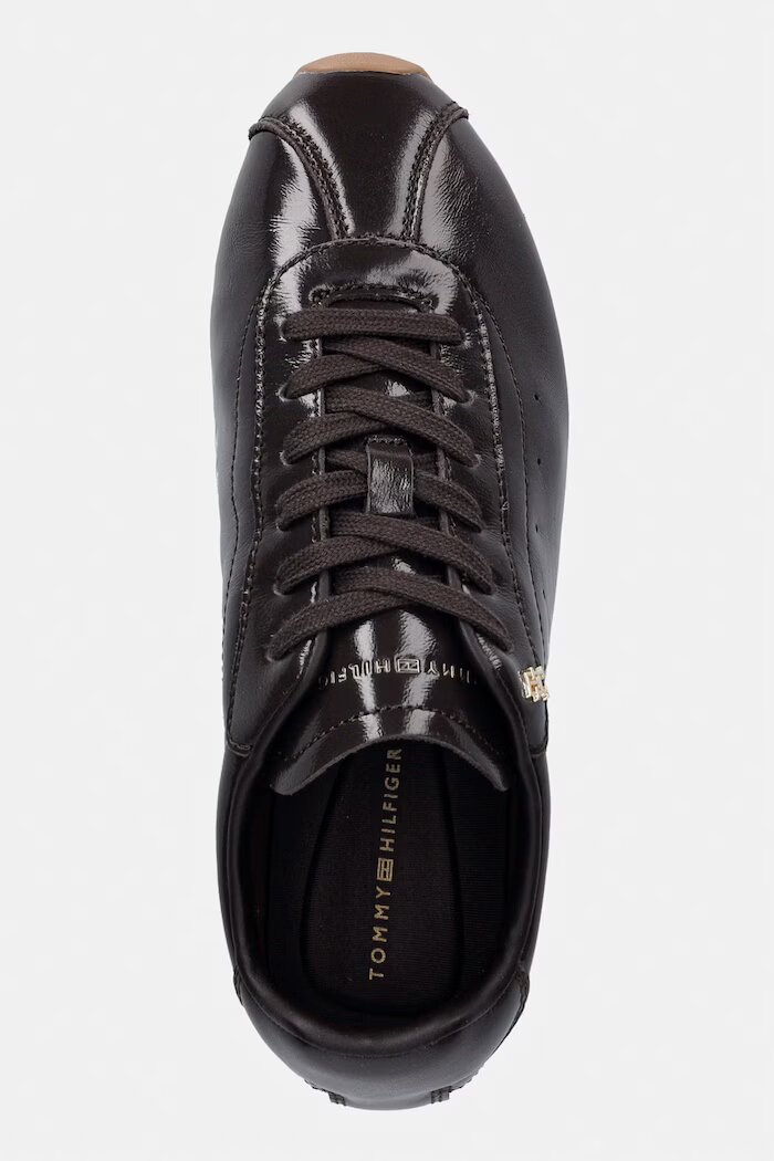 Tommy Hilfiger BELLA SNEAKER LEATHER маратонки дамски от кожа кафяви FW0FW09495