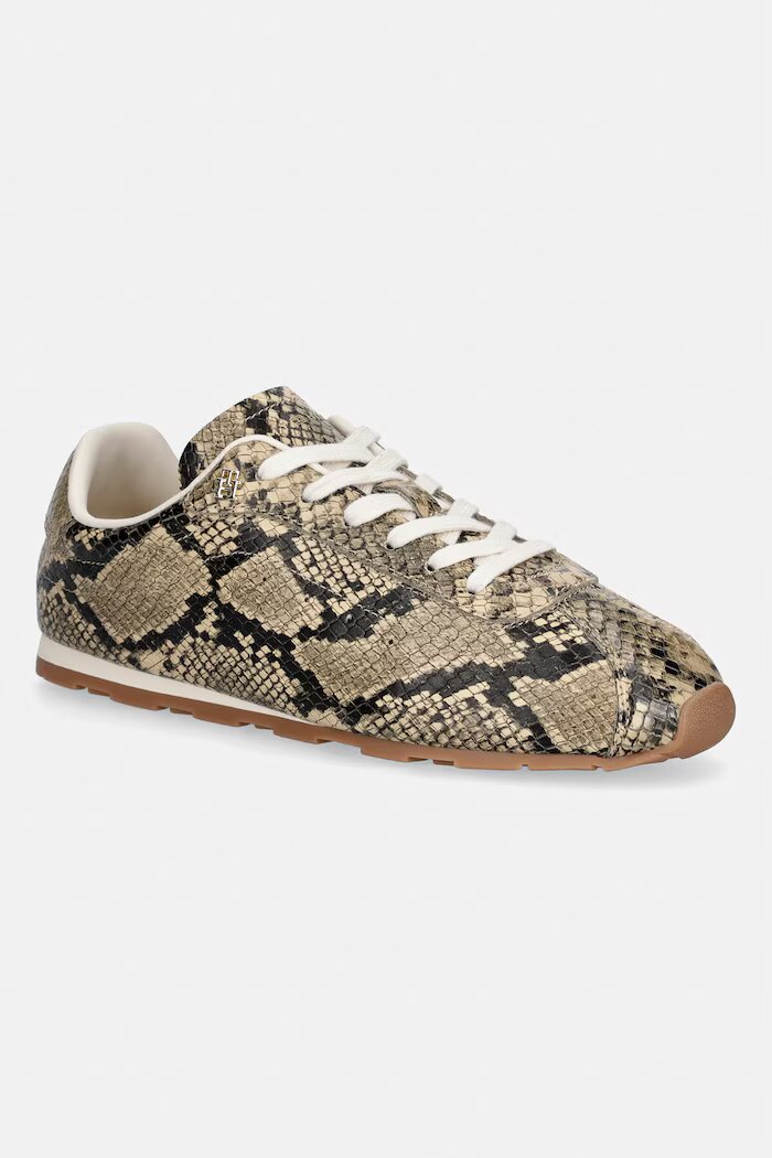 Tommy Hilfiger BELLA SNEAKER SNAKE маратонки дамски от кожа бежови FW0FW09415