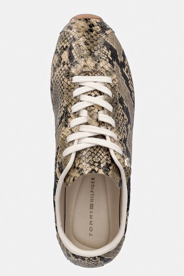 Tommy Hilfiger BELLA SNEAKER SNAKE маратонки дамски от кожа бежови FW0FW09415